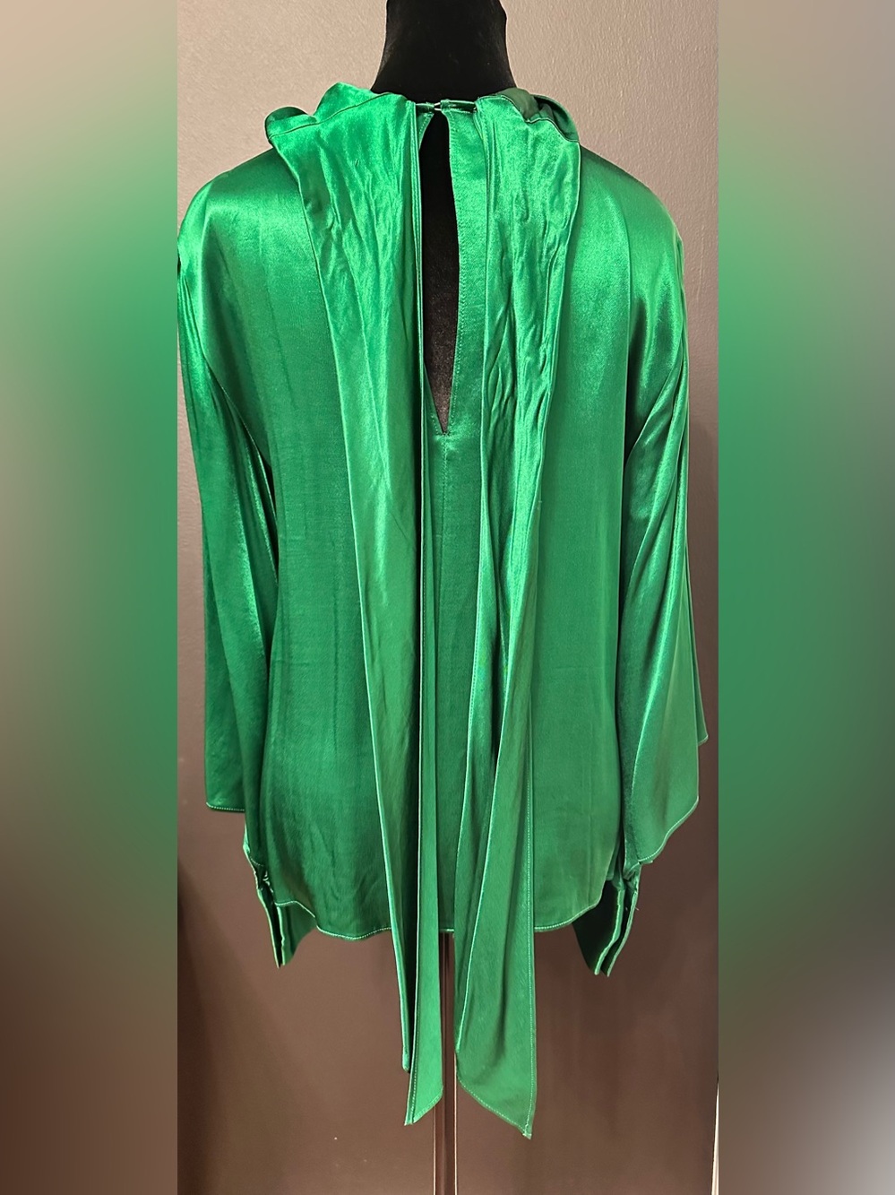 Zara Emerald Satin Blouse - Picture 5 of 7